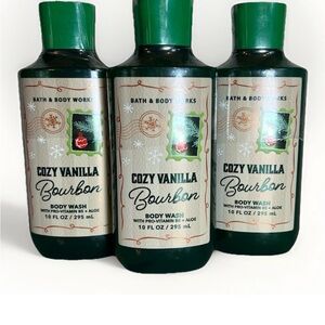 Bath & Body Works Cozy Vanilla Bourbon Body Wash, Set of 3, Factory Sealed